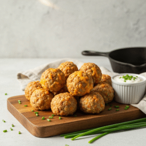 Rustic Crack Sausage Balls cheddar and ranch.