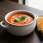 Easy Creamy Tomato Soup Recipe 6 Creamy tomato soup with grilled cheese sandwich lunch.