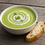 Creamy zucchini soup with coconut milk and fresh dill