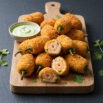 Shrimp stuffed jalapeño poppers with cilantro lime crema recipe.