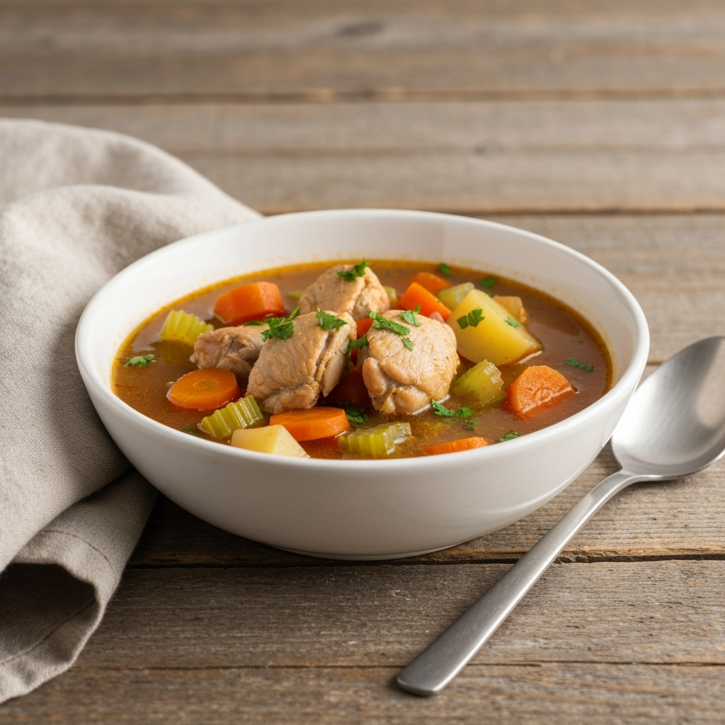 Slow cooker chicken stew with carrots celery and potatoes