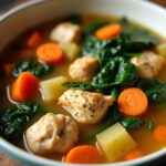 Juicy chicken and tender vegetables in a golden broth with herbs, shown close up in a rustic bowl. Slow Cooker Chicken & Vegetable Stew