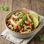 High Protein Street Corn Chicken Rice Bowl 8 High protein Southwest chicken salad with black beans