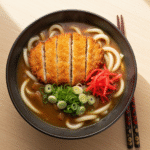 Katsu Curry Udon 8 Steaming bowl of katsu curry udon with crispy chicken cutlet
