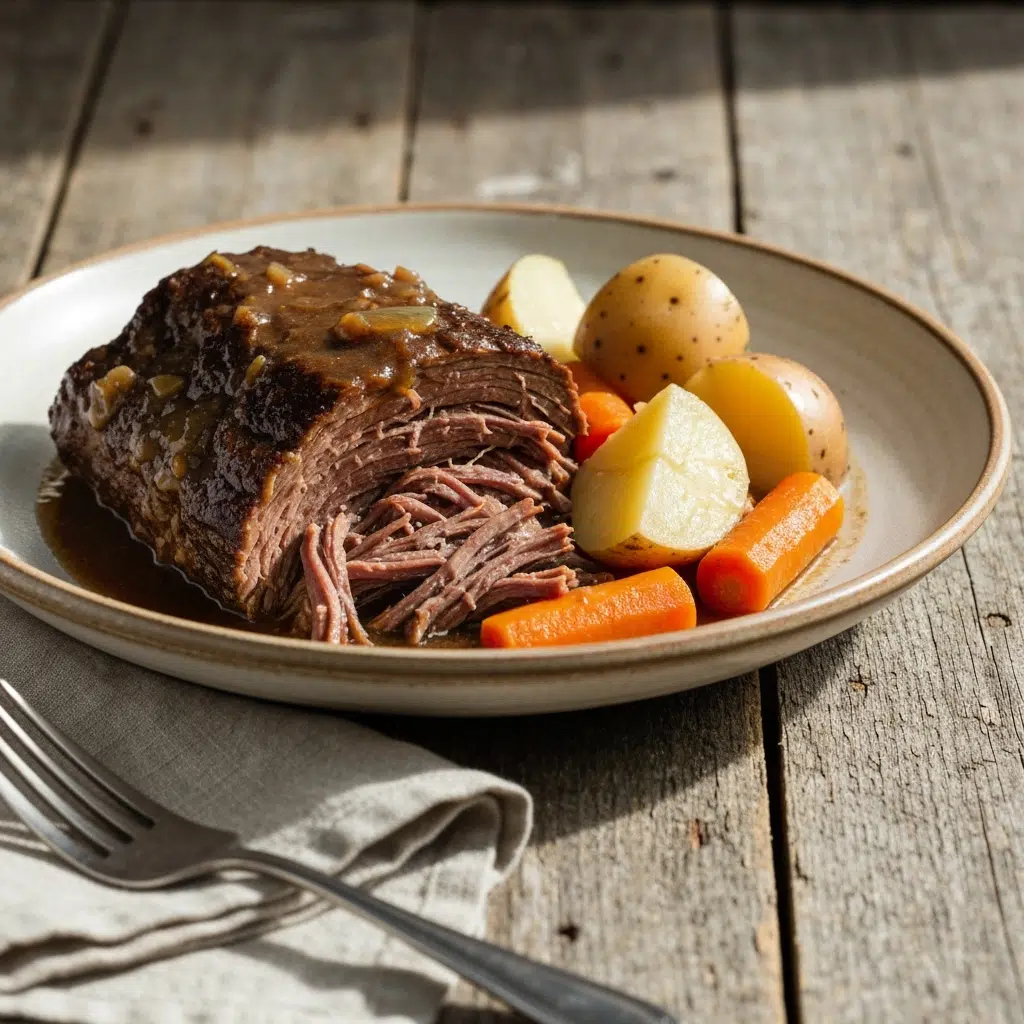 Quick and easy high protein tender pot roast meal prep.