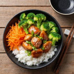 Meal Prep Teriyaki Chicken Bowls 6 Teriyaki chicken bowl with rice broccoli carrots and sesame seeds