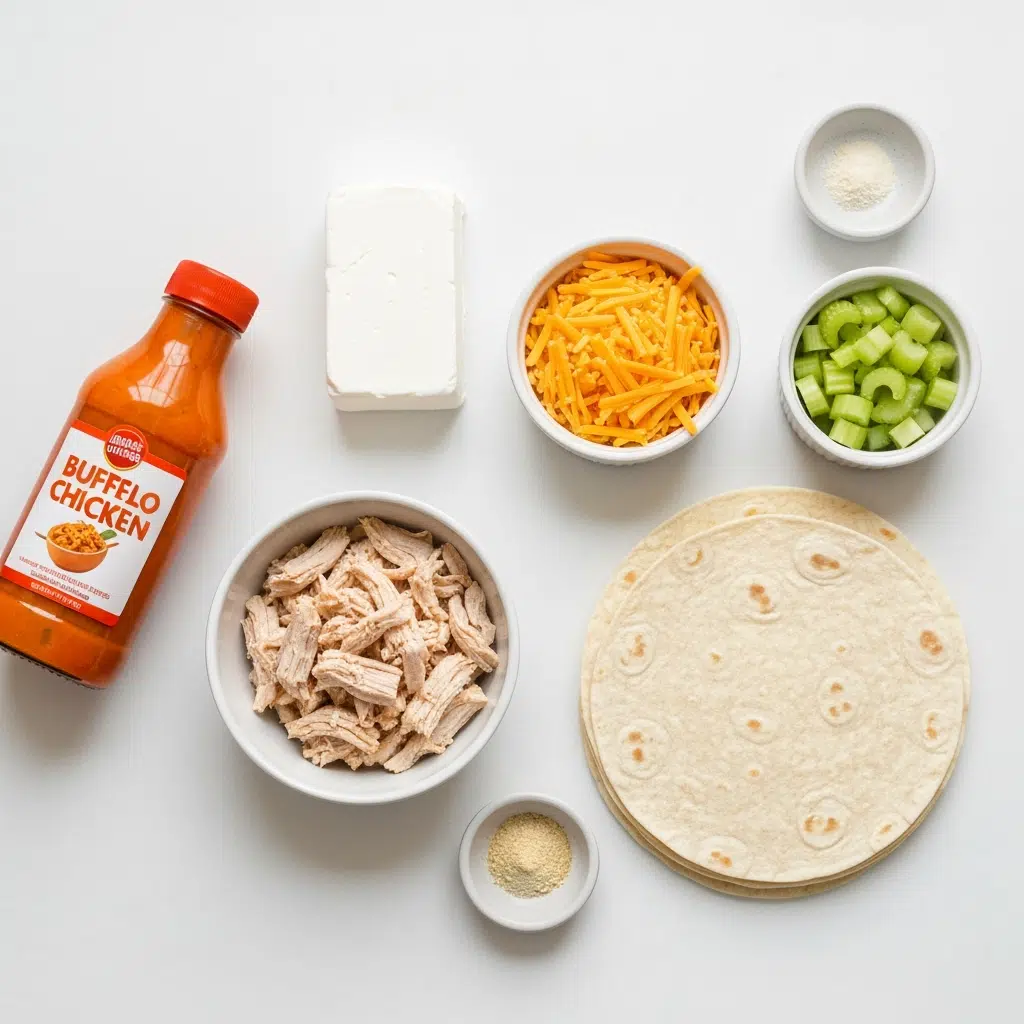 buffalo chicken taquitos ingredients flat lay 2025 10 08T091918.096Z