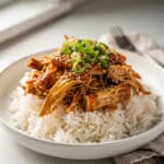 Crockpot honey garlic chicken with rice is a sticky sweet homemade dinner.