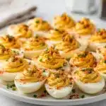 Classic deviled eggs recipe with a perfectly smooth and creamy filling.