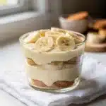 Creamy Magnolia Bakery banana pudding recipe in a close up photo.