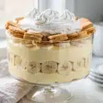 Creamy homemade banana pudding with vanilla wafers and fresh sliced bananas.