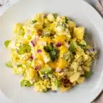 Creamy protein packed egg salad with fresh herbs and vibrant vegetables