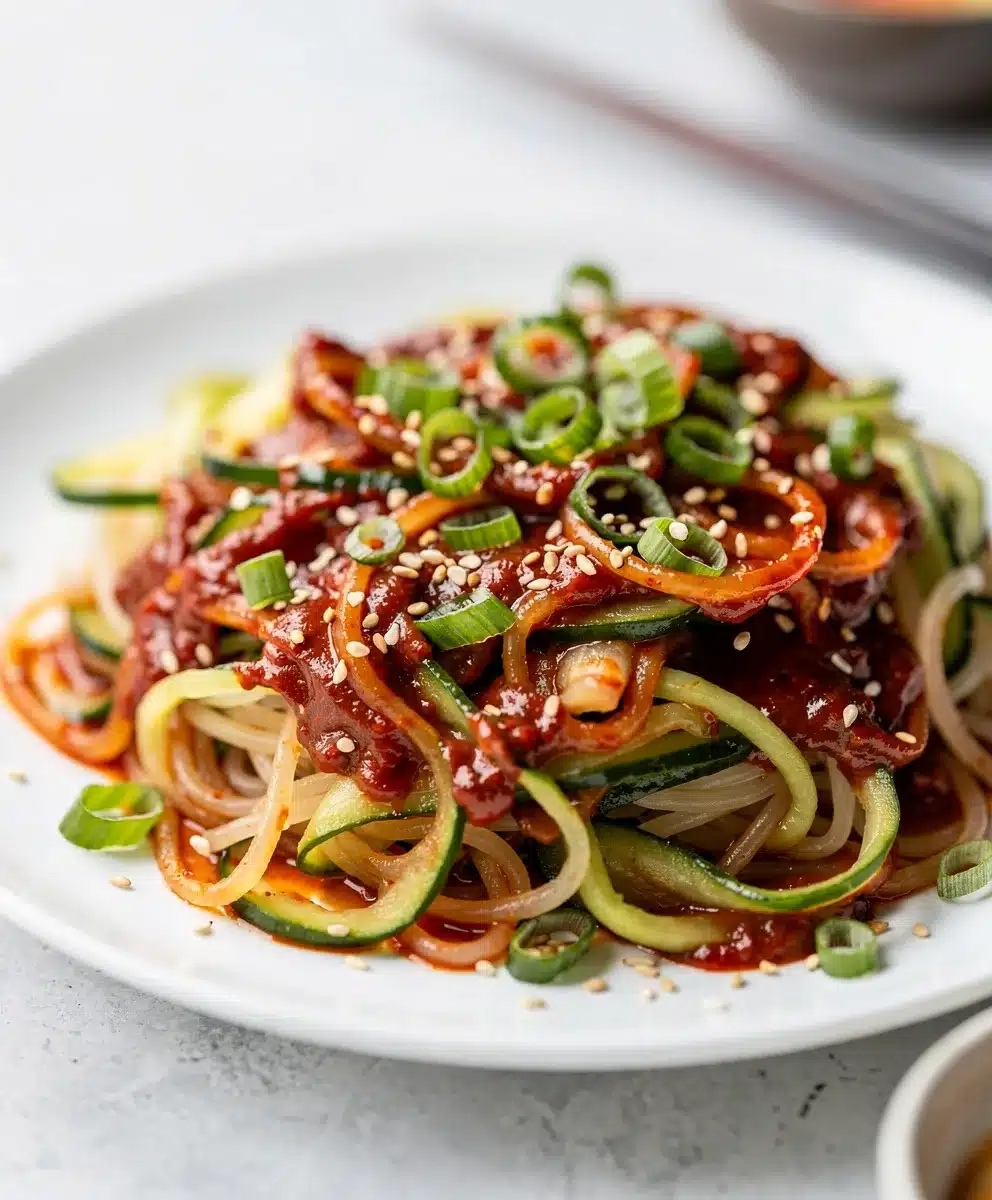 Spicy Gochujang Cucumber Cold Noodle Salad featured image