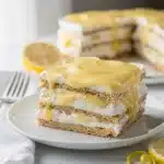 No bake lemon cream icebox cake with fresh raspberries