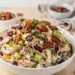 Creamy Southern Pecan Cranberry Chicken Salad with toasted nuts and cranberries