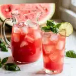 Refreshing Watermelon Basil Agua Fresca in icy glasses.